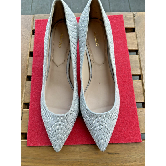 Aldo Silver Crystal Pointed Toe ,Heels 7.5 retail 85$ Party dress pump shoes - Picture 1 of 11